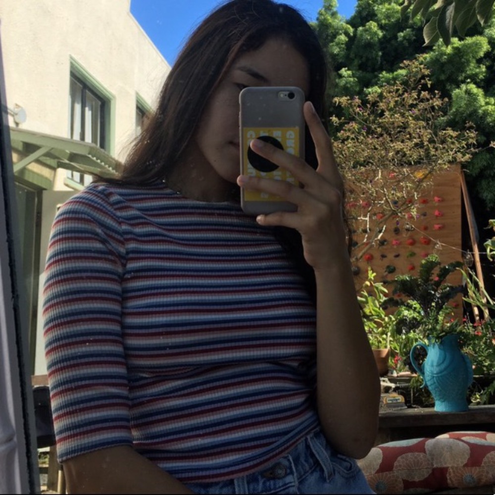 reformation striped 3/4 sleeve